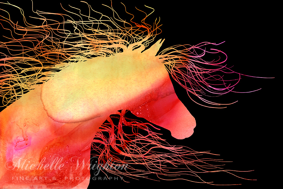 Wild Horse Abstract in Orange and Yellow