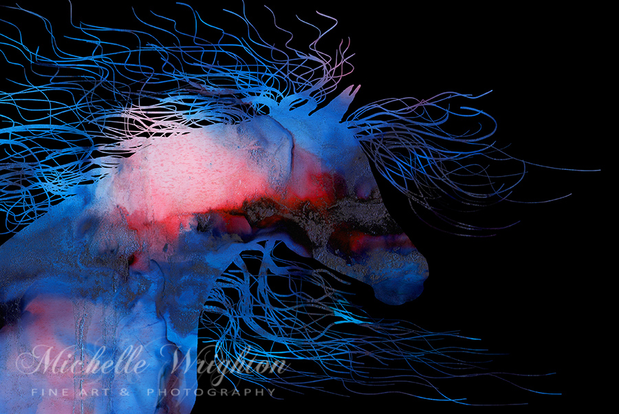 Abstract Wild Horse in Red, White and Blue