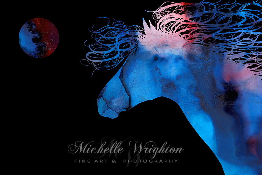 Abstract Wild Horse And Full Moon
