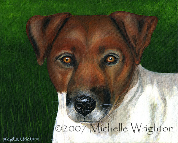 Otis - Jack Russell Terrier Pet Portrait, 8"x10" acrylic painting on gallery wrapped canvas